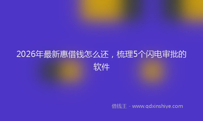 2026年最新惠借钱怎么还，梳理5个闪电审批的软件
