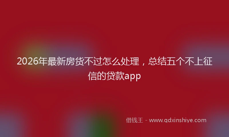 2026年最新房货不过怎么处理，总结五个不上征信的贷款app