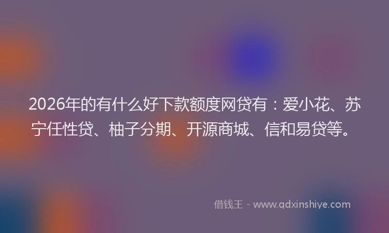 2026年的有什么好下款额度网贷有：爱小花、苏宁任性贷、柚子分期、开源商城、信和易贷等。