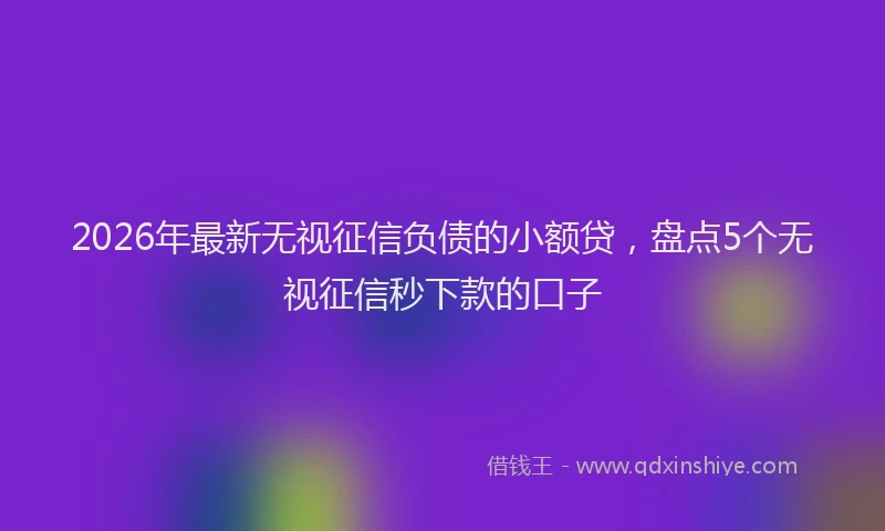 2026年最新无视征信负债的小额贷，盘点5个无视征信秒下款的口子
