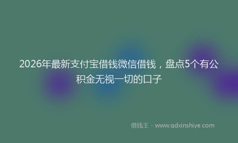 2026年最新支付宝借钱微信借钱，盘点5个有公积金无视一切的口子