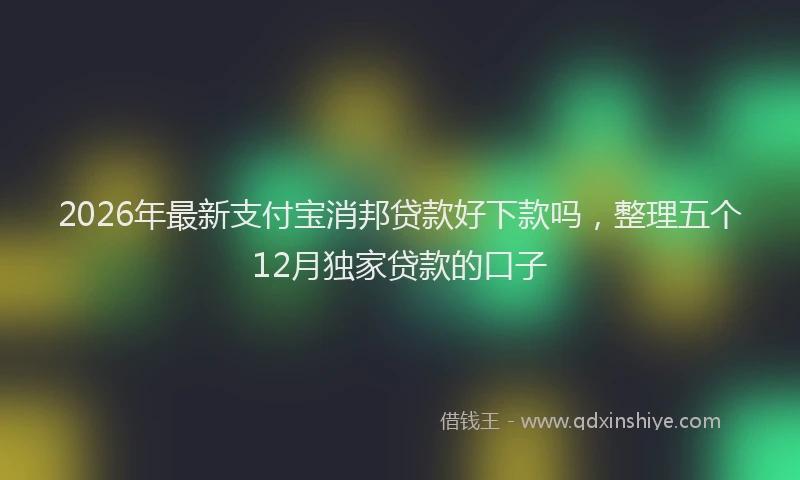 2026年最新支付宝消邦贷款好下款吗，整理五个12月独家贷款的口子
