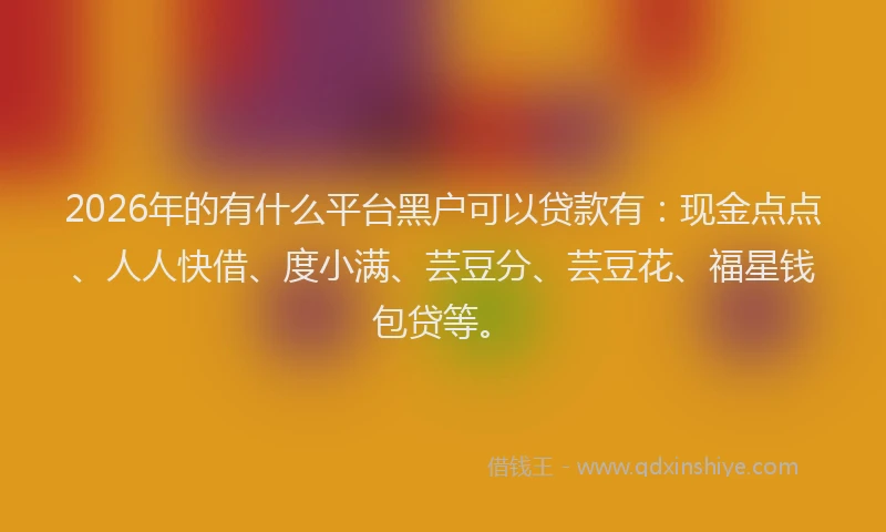 2026年的有什么平台黑户可以贷款有：现金点点、人人快借、度小满、芸豆分、芸豆花、福星钱包贷等。