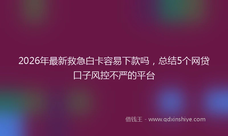 2026年最新救急白卡容易下款吗，总结5个网贷口子风控不严的平台