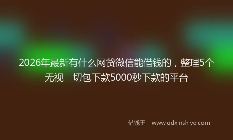 2026年最新有什么网贷微信能借钱的，整理5个无视一切包下款5000秒下款的平台