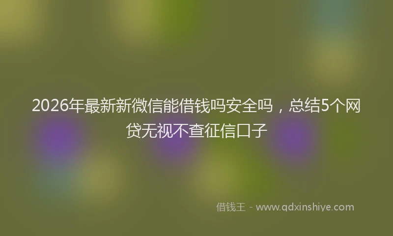 2026年最新新微信能借钱吗安全吗，总结5个网贷无视不查征信口子