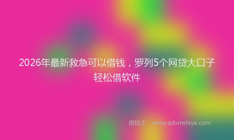 2026年最新救急可以借钱，罗列5个网贷大口子轻松借软件