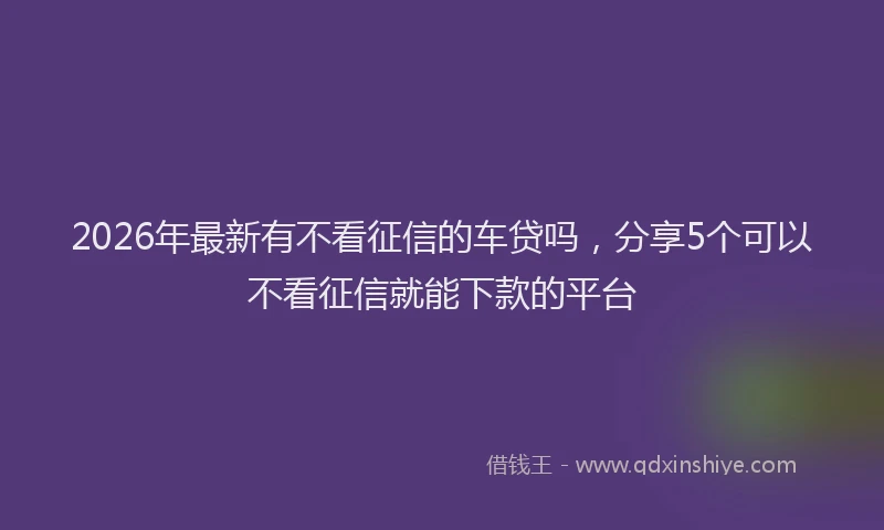 2026年最新有不看征信的车贷吗，分享5个可以不看征信就能下款的平台