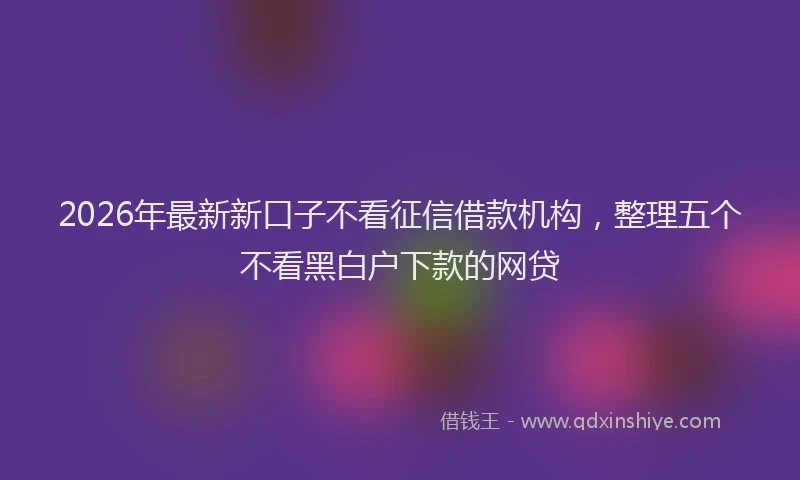 2026年最新新口子不看征信借款机构，整理五个不看黑白户下款的网贷