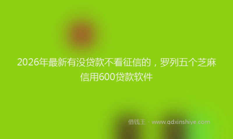 2026年最新有没贷款不看征信的，罗列五个芝麻信用600贷款软件