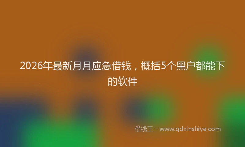 2026年最新月月应急借钱，概括5个黑户都能下的软件