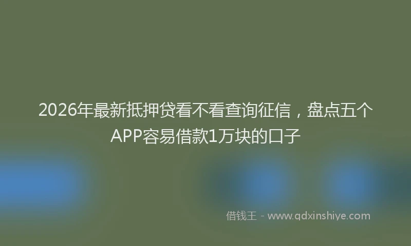2026年最新抵押贷看不看查询征信，盘点五个APP容易借款1万块的口子