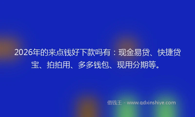 2026年的来点钱好下款吗有：现金易贷、快捷贷宝、拍拍用、多多钱包、现用分期等。