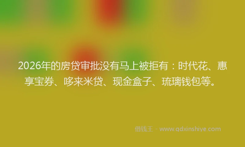 2026年的房贷审批没有马上被拒有：时代花、惠享宝券、哆来米贷、现金盒子、琉璃钱包等。