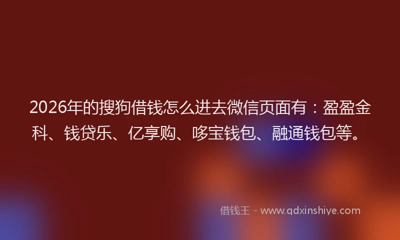 2026年的搜狗借钱怎么进去微信页面有：盈盈金科、钱贷乐、亿享购、哆宝钱包、融通钱包等。