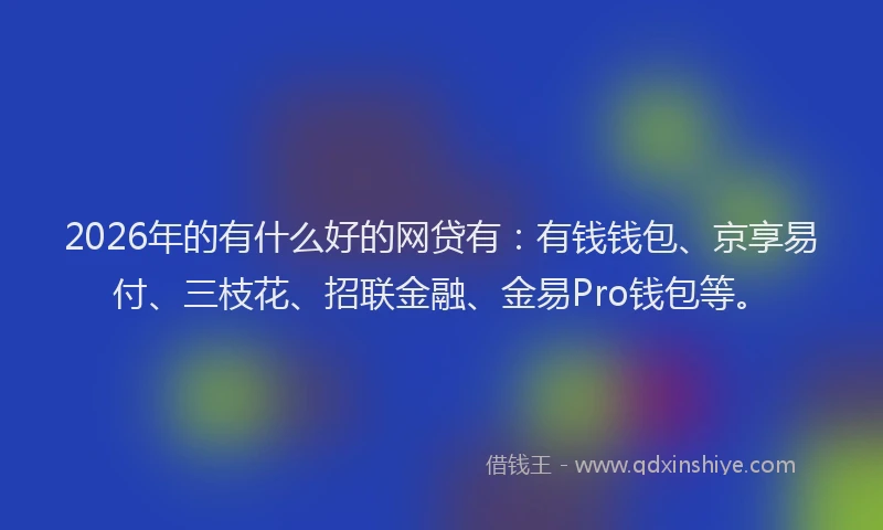 2026年的有什么好的网贷有：有钱钱包、京享易付、三枝花、招联金融、金易Pro钱包等。