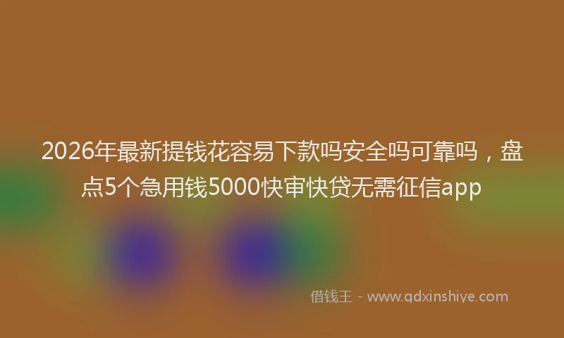 2026年最新提钱花容易下款吗安全吗可靠吗，盘点5个急用钱5000快审快贷无需征信app