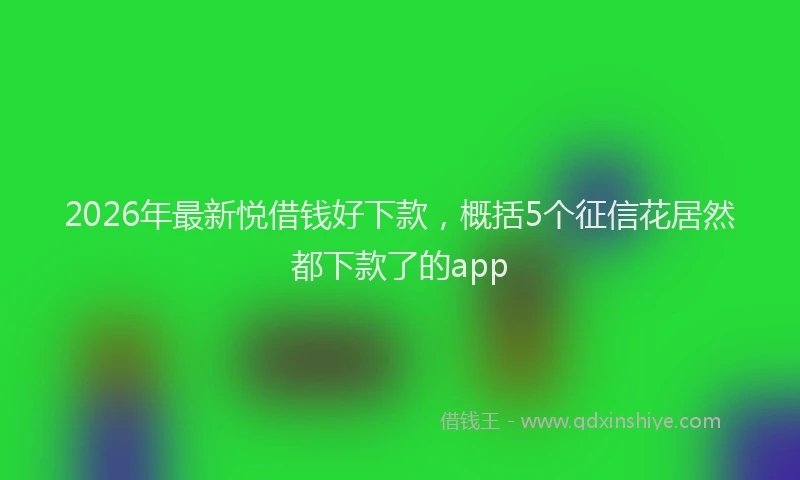 2026年最新悦借钱好下款,概括5个征信花居然都下款了的app