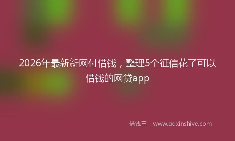 2026年最新新网付借钱，整理5个征信花了可以借钱的网贷app