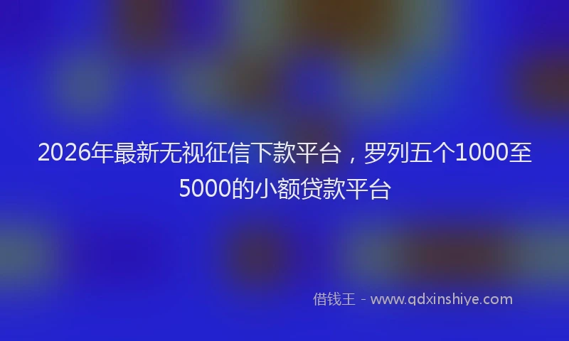 2026年最新无视征信下款平台，罗列五个1000至5000的小额贷款平台