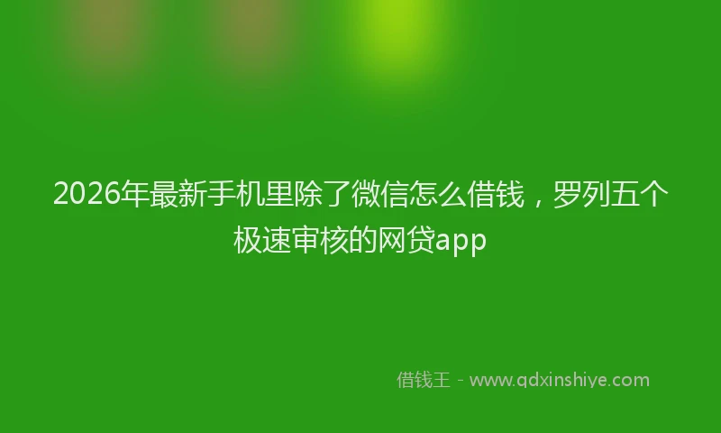 2026年最新手机里除了微信怎么借钱，罗列五个极速审核的网贷app