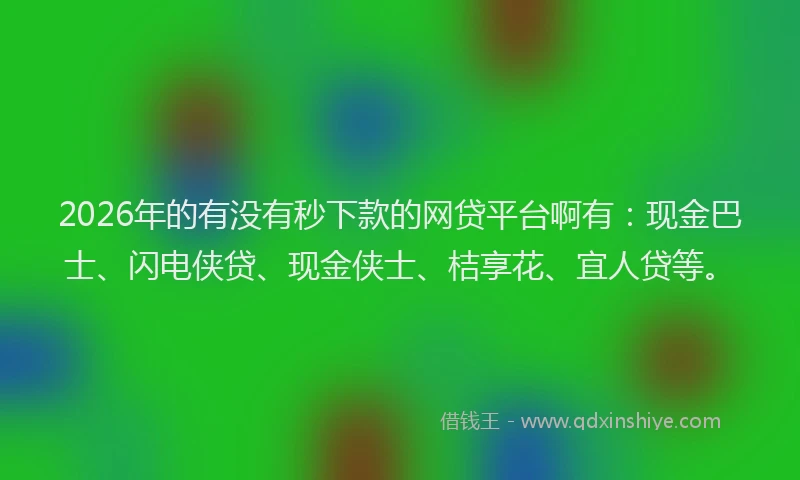 2026年的有没有秒下款的网贷平台啊有：现金巴士、闪电侠贷、现金侠士、桔享花、宜人贷等。