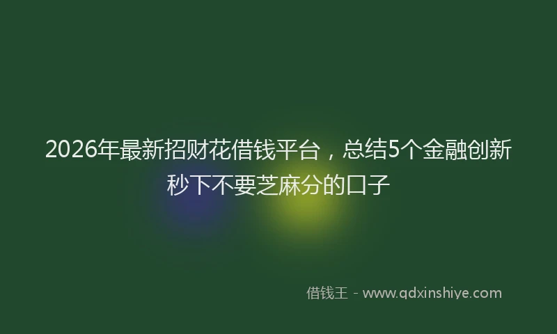 2026年最新招财花借钱平台，总结5个金融创新秒下不要芝麻分的口子