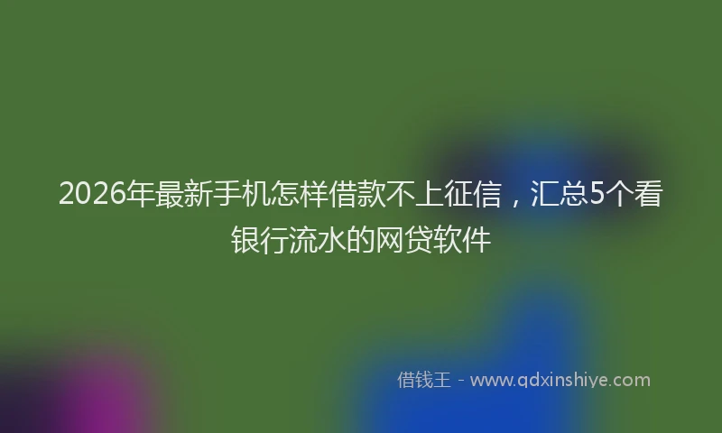 2026年最新手机怎样借款不上征信，汇总5个看银行流水的网贷软件