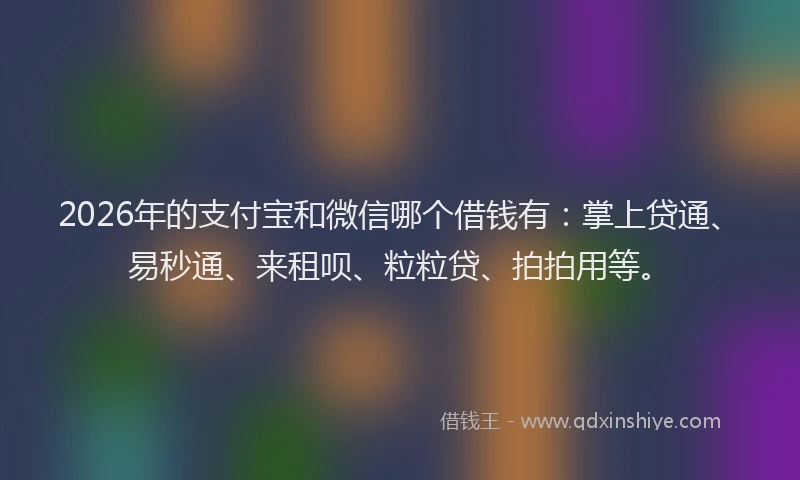 2026年的支付宝和微信哪个借钱有：掌上贷通、易秒通、来租呗、粒粒贷、拍拍用等。