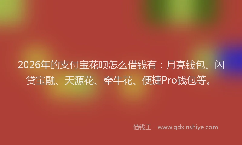 2026年的支付宝花呗怎么借钱有：月亮钱包、闪贷宝融、天源花、牵牛花、便捷Pro钱包等。