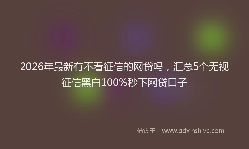 2026年最新有不看征信的网贷吗，汇总5个无视征信黑白100%秒下网贷口子