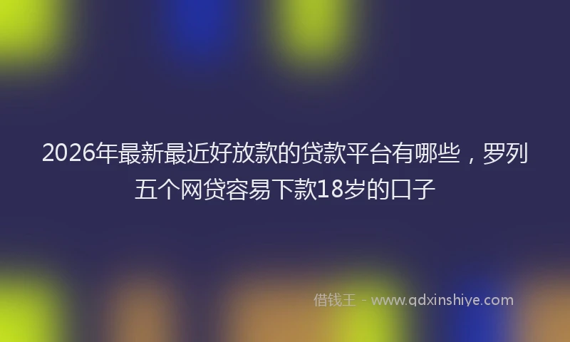 2026年最新最近好放款的贷款平台有哪些，罗列五个网贷容易下款18岁的口子