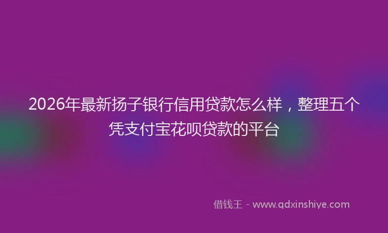 2026年最新扬子银行信用贷款怎么样，整理五个凭支付宝花呗贷款的平台