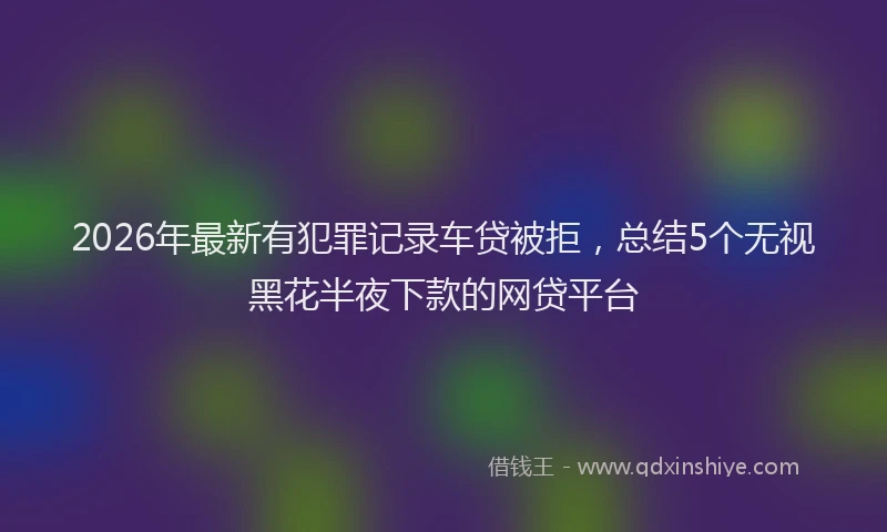 2026年最新有犯罪记录车贷被拒，总结5个无视黑花半夜下款的网贷平台