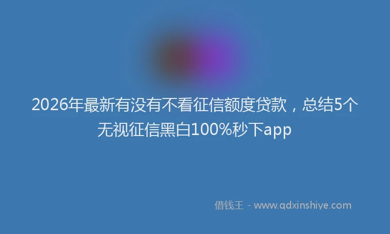 2026年最新有没有不看征信额度贷款，总结5个无视征信黑白100%秒下app