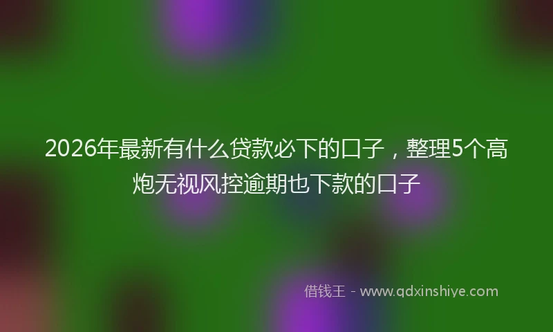 2026年最新有什么贷款必下的口子，整理5个高炮无视风控逾期也下款的口子