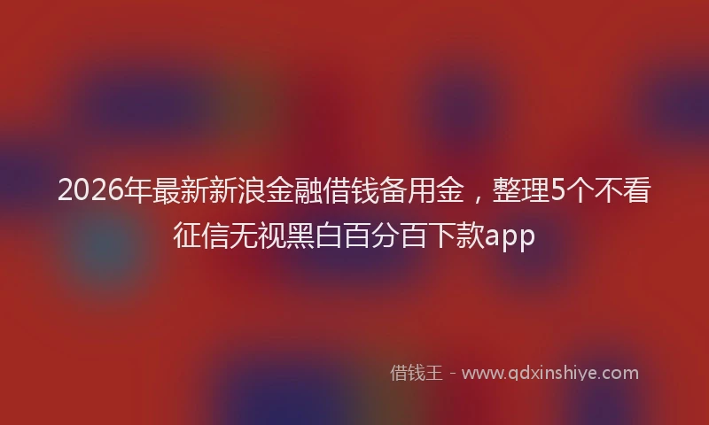 2026年最新新浪金融借钱备用金，整理5个不看征信无视黑白百分百下款app