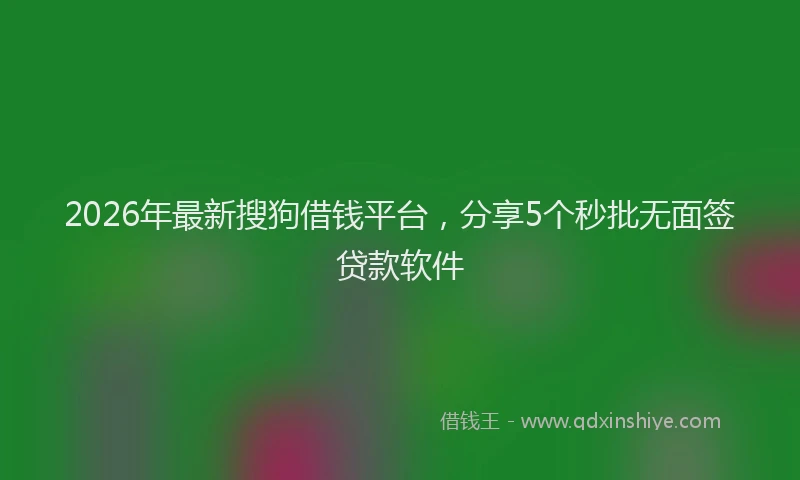2026年最新搜狗借钱平台，分享5个秒批无面签贷款软件