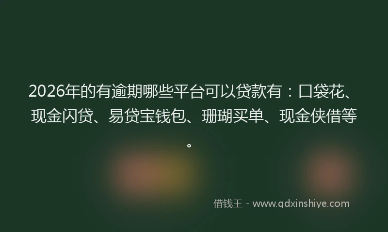 2026年的有逾期哪些平台可以贷款有：口袋花、现金闪贷、易贷宝钱包、珊瑚买单、现金侠借等。