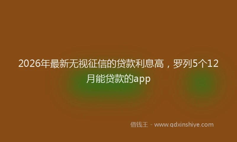 2026年最新无视征信的贷款利息高，罗列5个12月能贷款的app