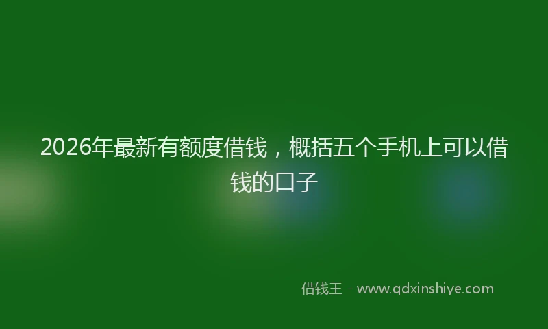 2026年最新有额度借钱，概括五个手机上可以借钱的口子