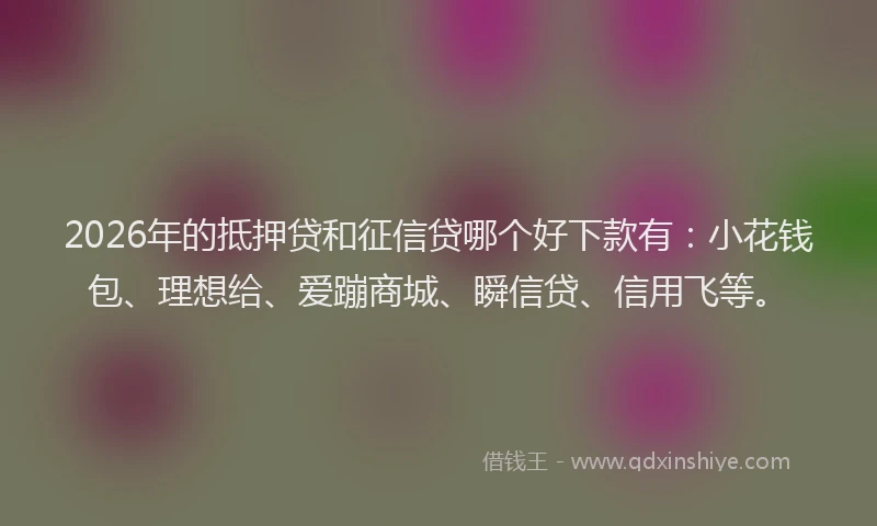 2026年的抵押贷和征信贷哪个好下款有：小花钱包、理想给、爱蹦商城、瞬信贷、信用飞等。