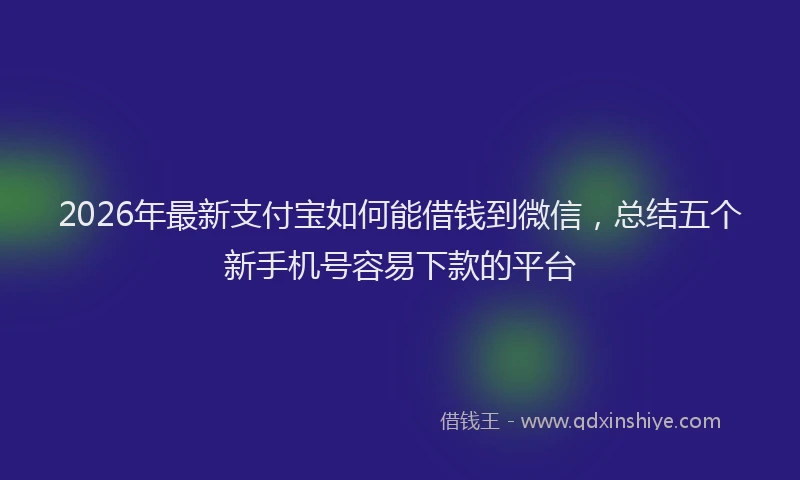 2026年最新支付宝如何能借钱到微信，总结五个新手机号容易下款的平台
