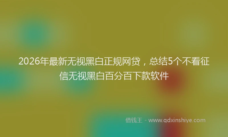 2026年最新无视黑白正规网贷，总结5个不看征信无视黑白百分百下款软件