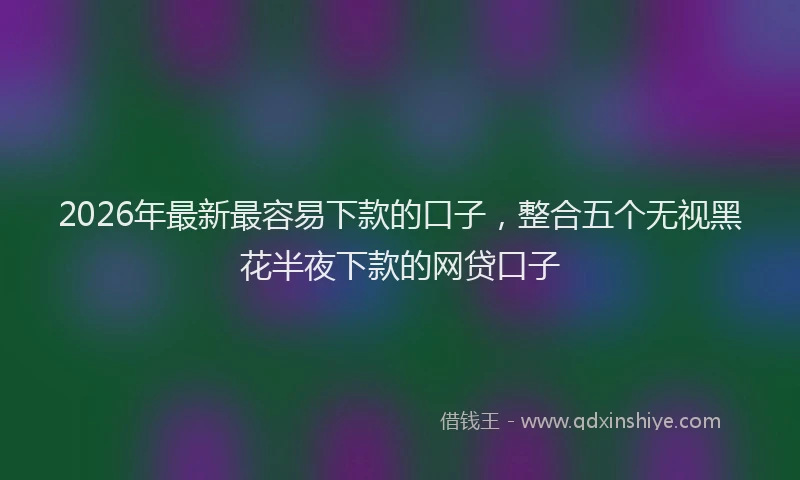 2026年最新最容易下款的口子，整合五个无视黑花半夜下款的网贷口子