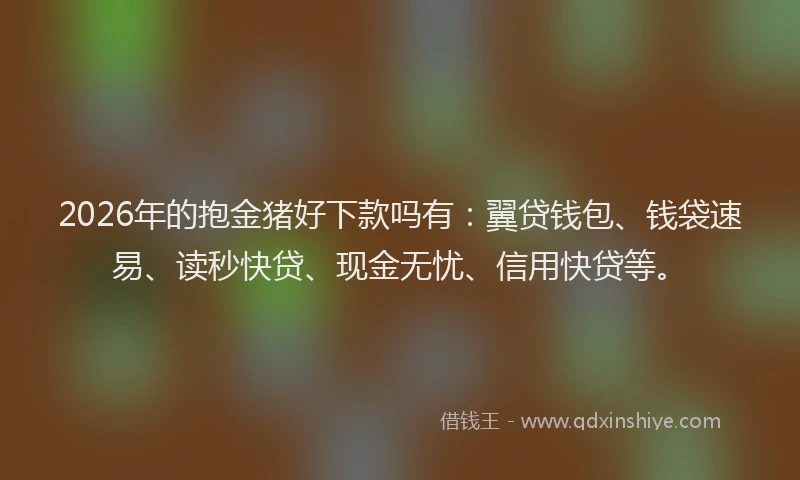 2026年的抱金猪好下款吗有：翼贷钱包、钱袋速易、读秒快贷、现金无忧、信用快贷等。