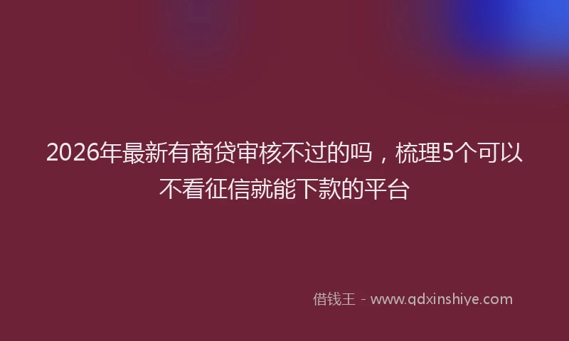 2026年最新有商贷审核不过的吗，梳理5个可以不看征信就能下款的平台