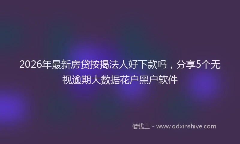 2026年最新房贷按揭法人好下款吗，分享5个无视逾期大数据花户黑户软件
