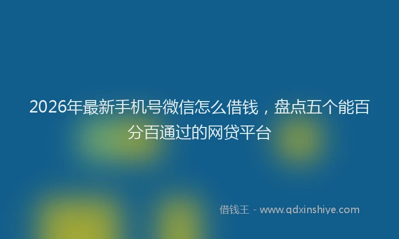 2026年最新手机号微信怎么借钱，盘点五个能百分百通过的网贷平台