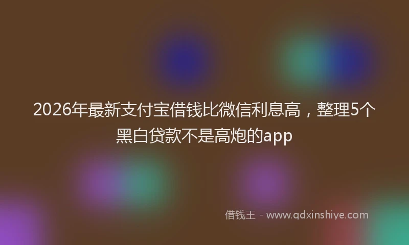 2026年最新支付宝借钱比微信利息高，整理5个黑白贷款不是高炮的app